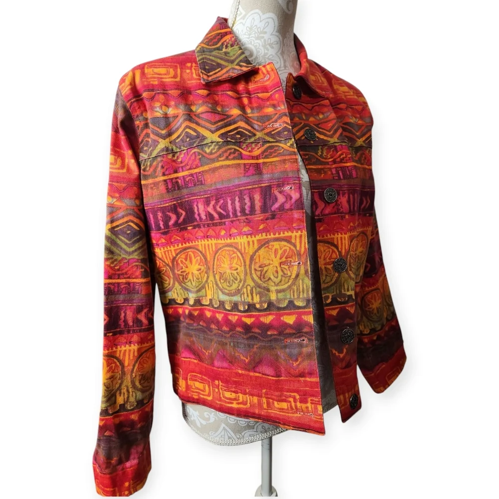 Chico's Southwest/Bohemian-style Denim Jacket size XS